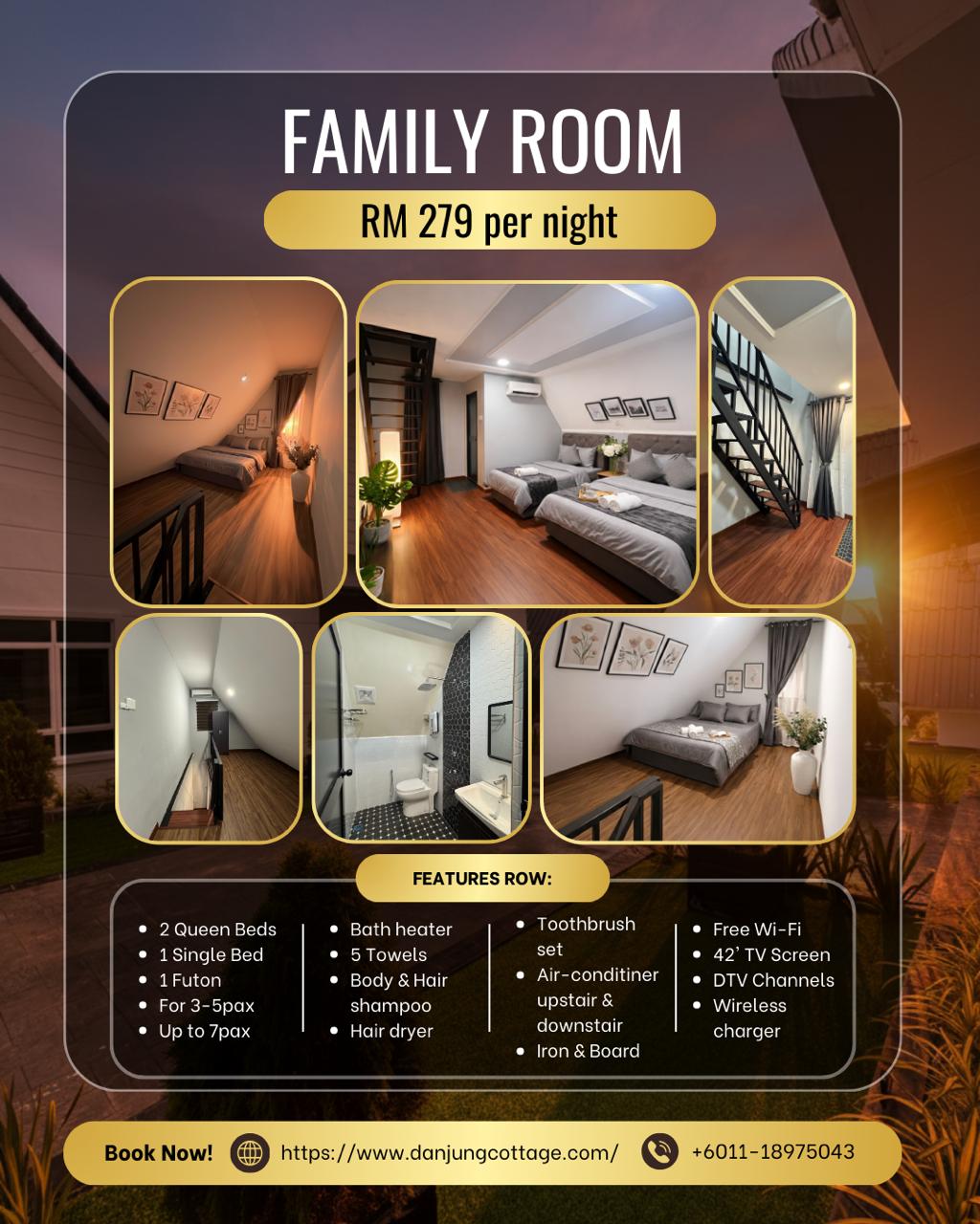 Family Room at D'Anjung Cottage Paka